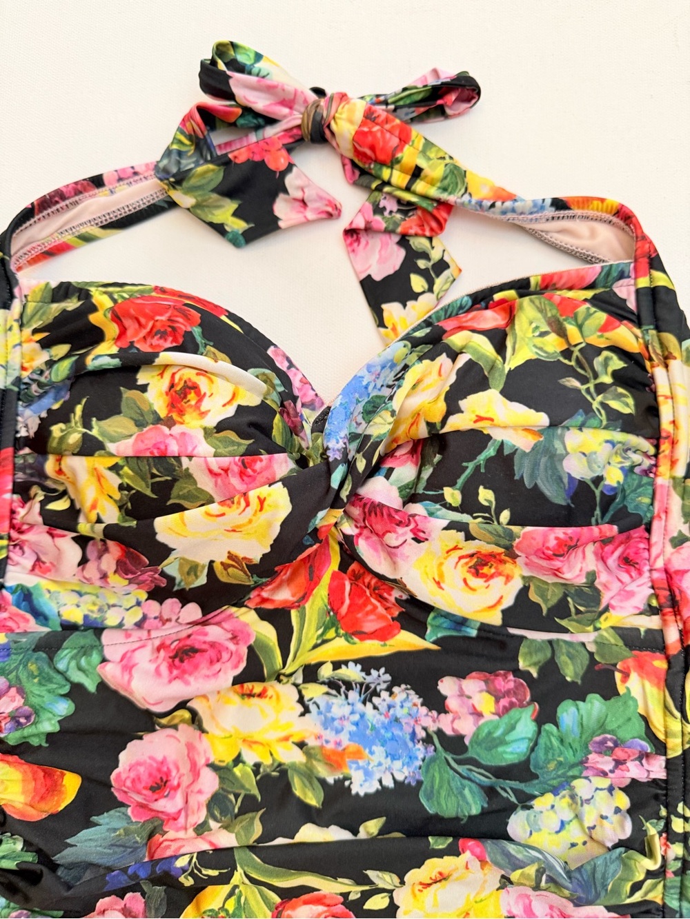 Sea Folly floral one piece halter tie swimsuit - Picture 6 of 10